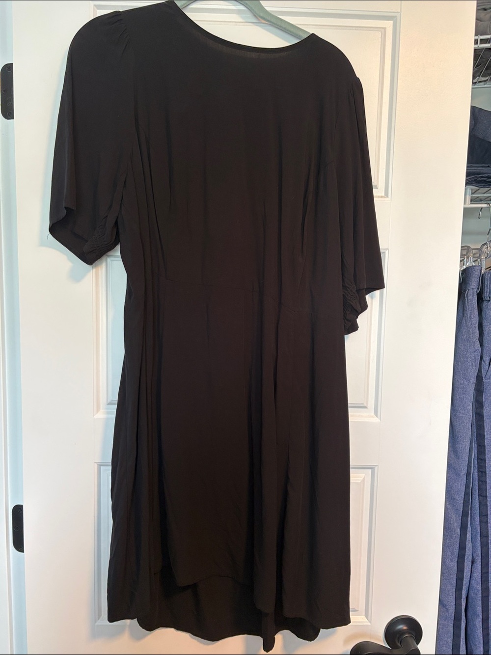 Old Navy Black Midi Dress with Short Sleeves